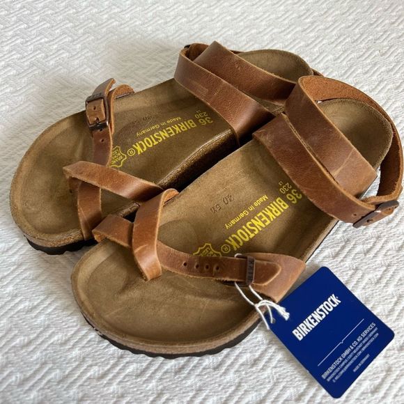 BIRKENSTOCK Waxy-Leather Sandals YARA Antique-Brown EU 36 US 5.5-6 - Picture 9 of 9